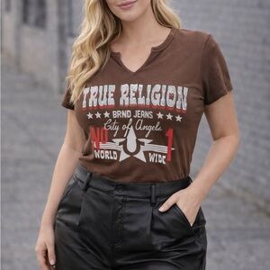 True Religion Brown Graphic Short Sleeve Tee